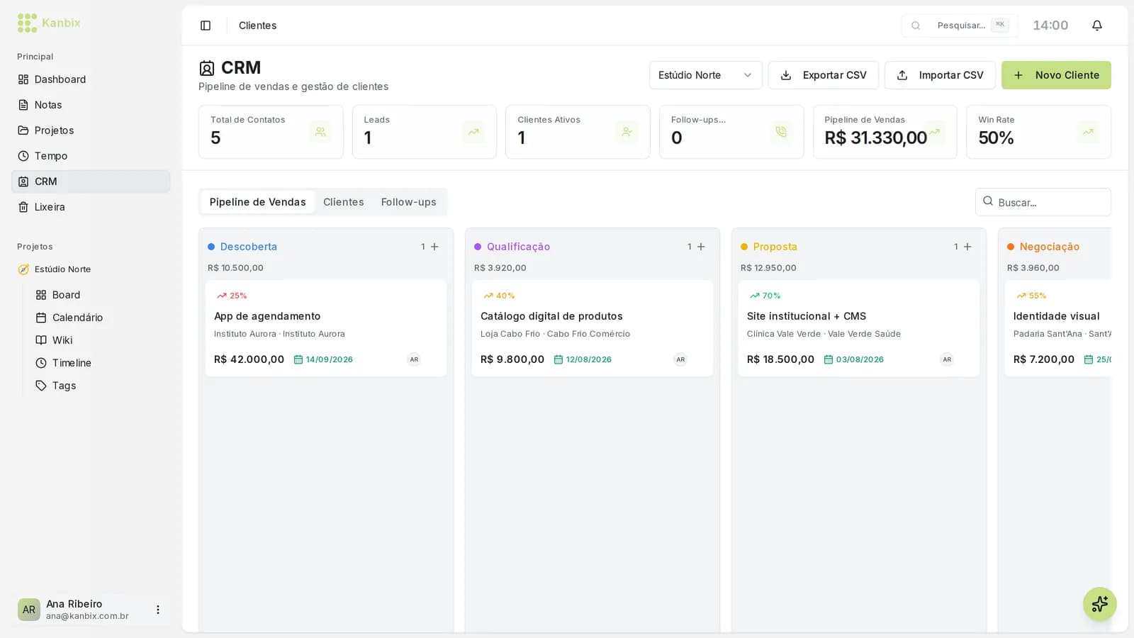 CRM Feito para Freelancers